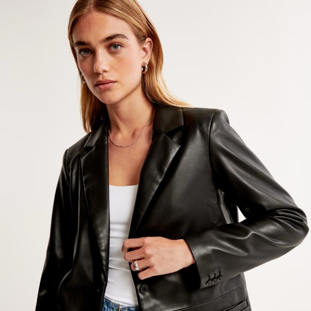 Abercrombie & Fitch Vegan Leather Blazer